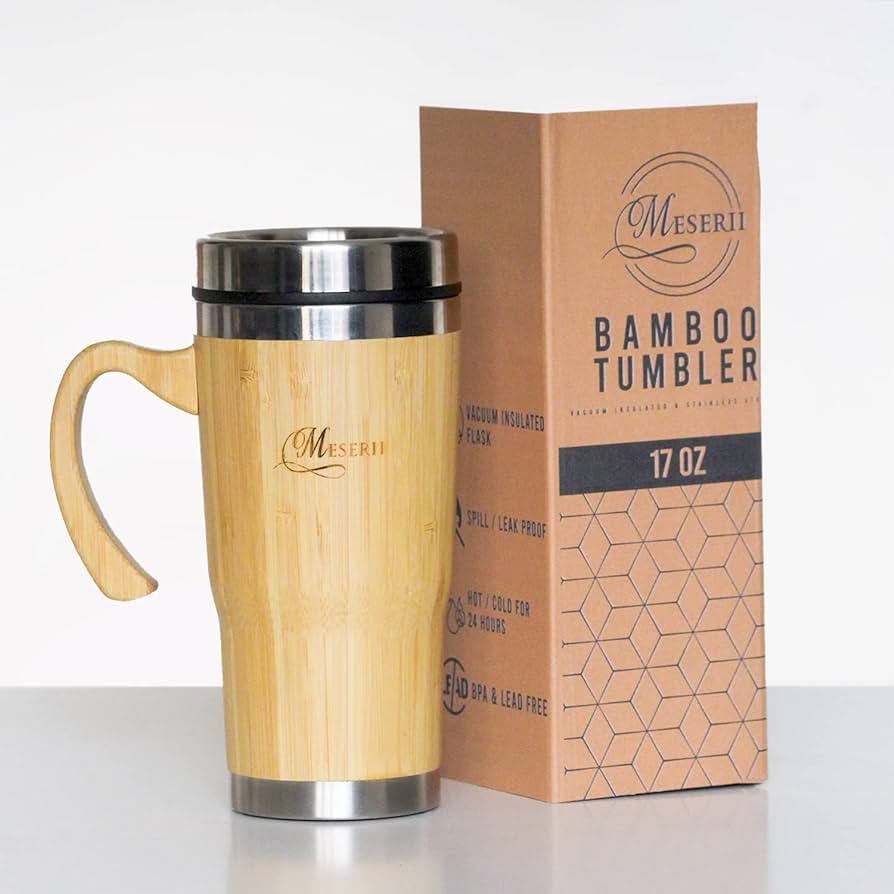 Organic Bamboo Tumbler Handle mug 500 ML Perfect for Office/Travelling