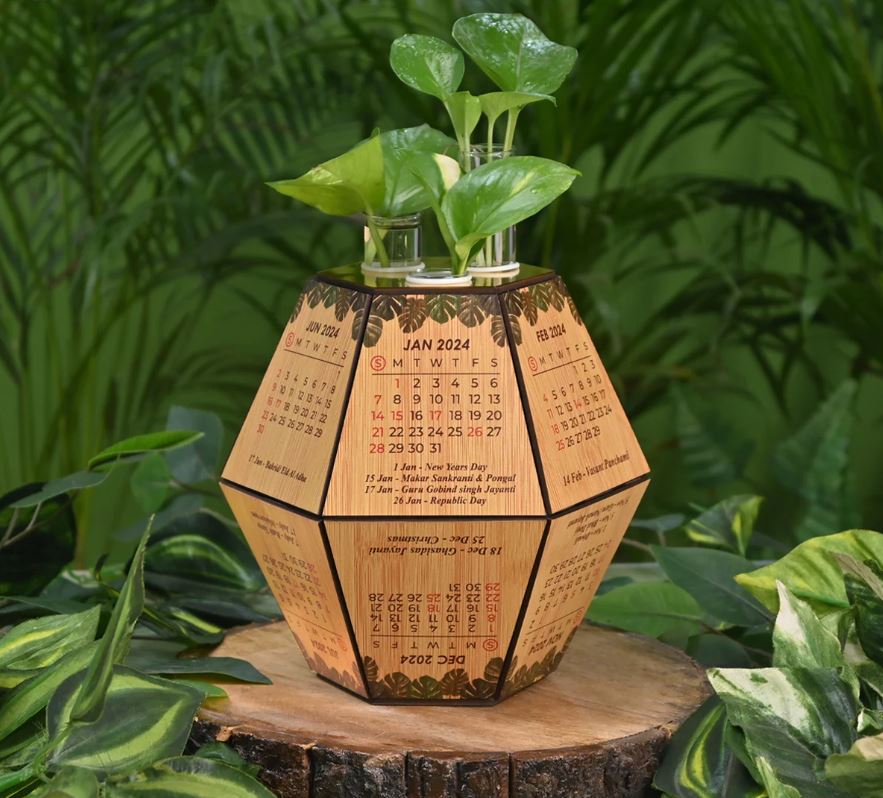 Green Combo 4 Tier Bamboo Clock Planter