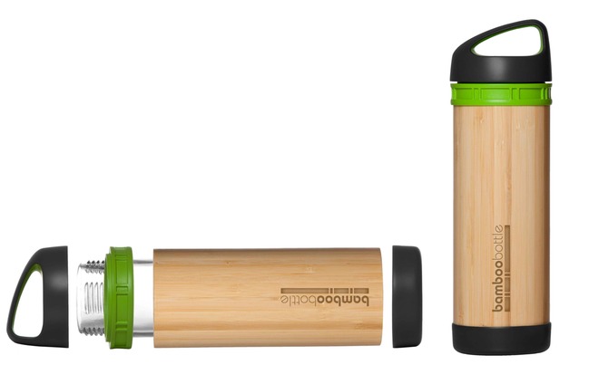 Bamboo Bottle, Glass, bamboo, BPA free plastic 500ml