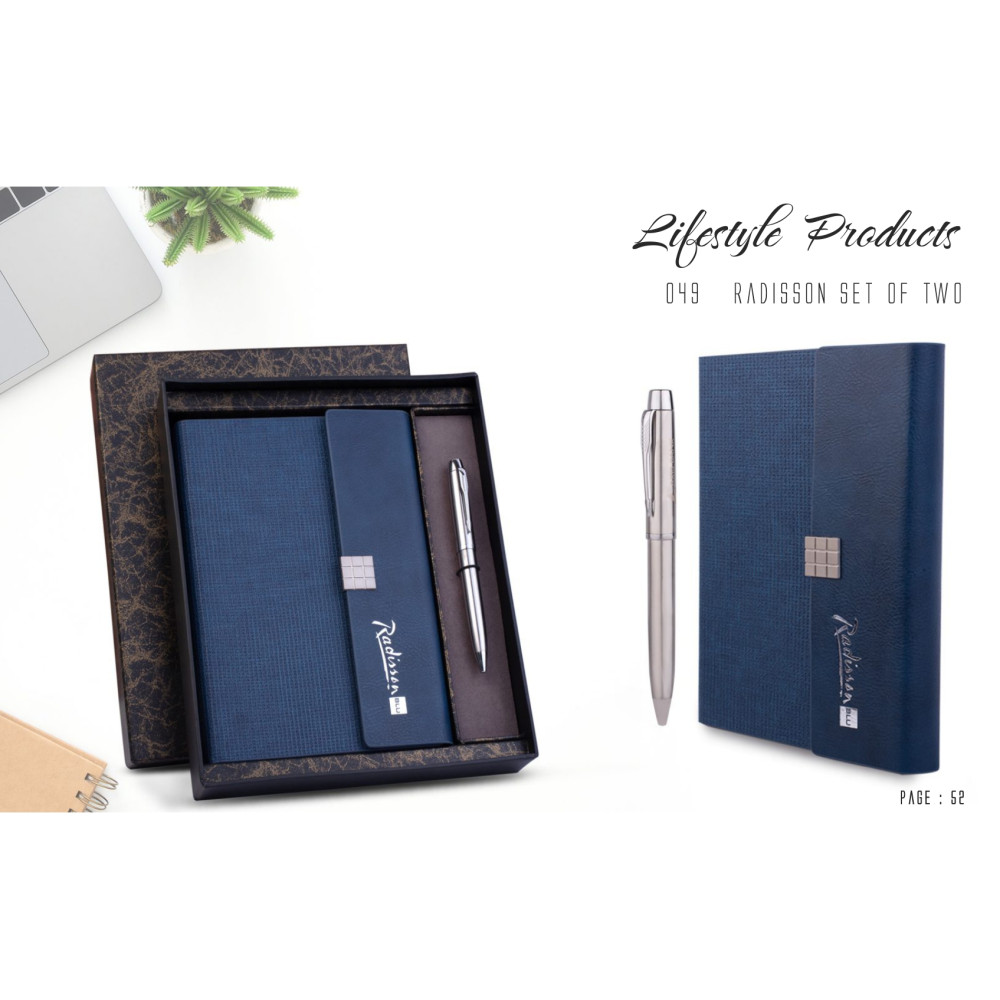 2 in 1 set of Metal Strip Close Dairy and Pen with Blue Colour